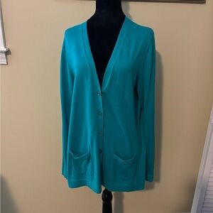 Talbots size medium teal colored cardigan
